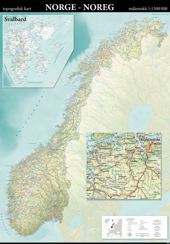 Norgeskart Helt (xtra-stor) laminert 160 x 225cm - Bilde 2