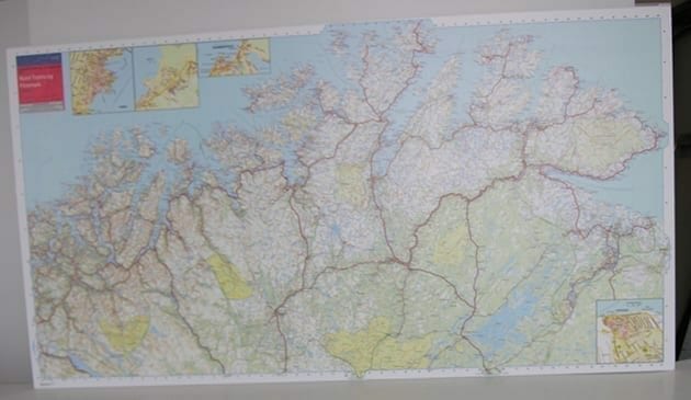Nord-Troms og Finnmark veggkart laminert 150 x 80cm