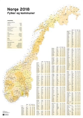 kommune kart norge Norges Fylker Og Kommunekart Laminert 75 X 105cm Utgatt Incentives No kommune kart norge