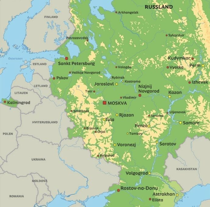 Russland politisk veggkart laminert 125 x 150cm - Bilde 3