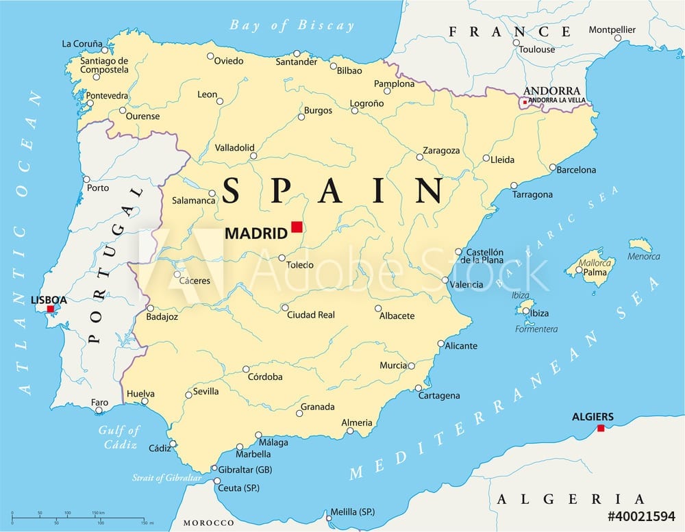 kart over spania Spania Og Portugal Politisk Veggkart Laminert 120 X 175cm Incentives No kart over spania