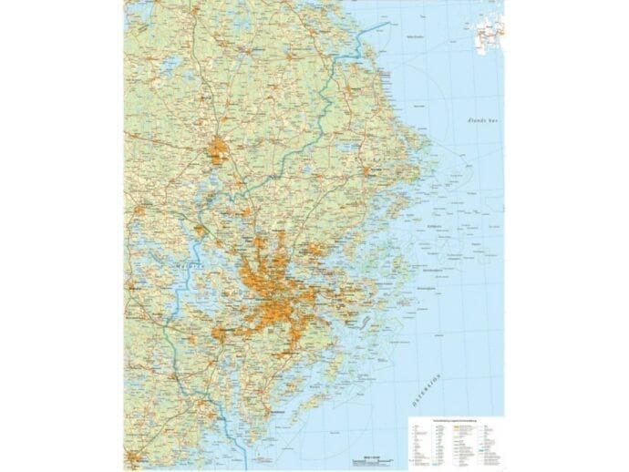 Stockholmfylker veggkart laminert 100 x 140cm