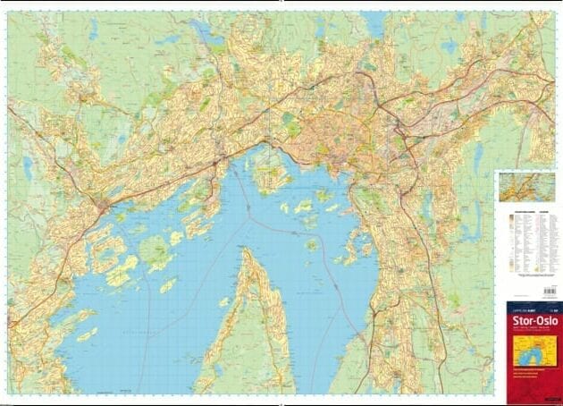 Stor-Oslo veggkart (Xtra) laminert 128 x 178cm