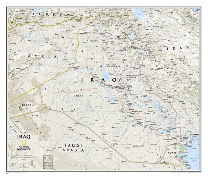 Irak veggkart laminert 100 x 120cm