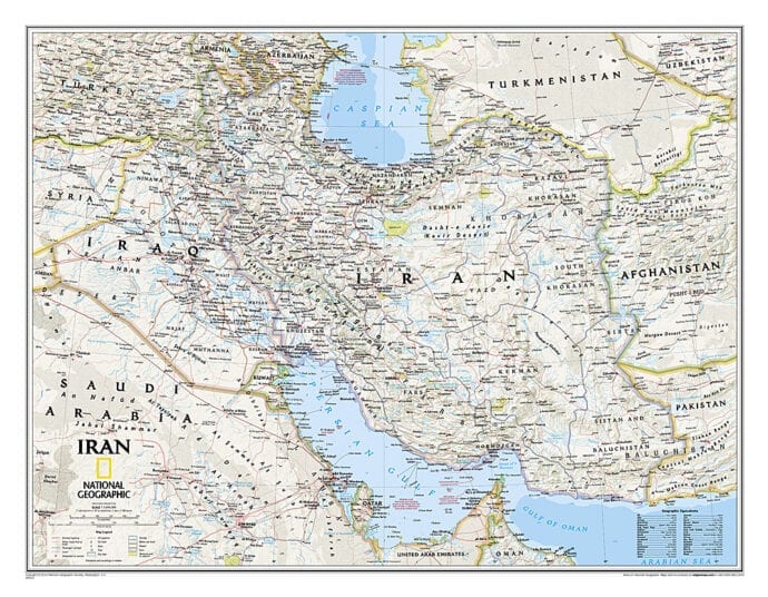 Iran veggkart laminert 100 x 120cm