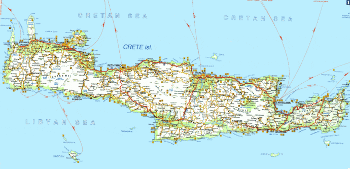 Kreta politisk veggkart laminert 310 x 150cm
