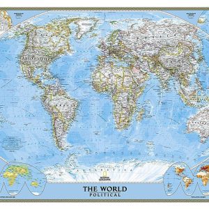 Verden politisk NGO veggkart laminert 122 x 176cm